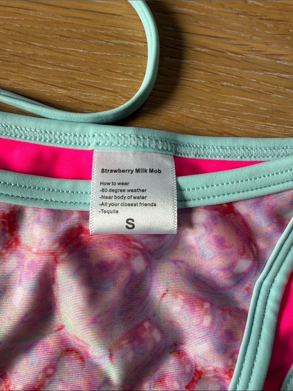 Strawberry Milk Mob Pink & Mint Tie-String Bikini Set - Picture 2 of 3